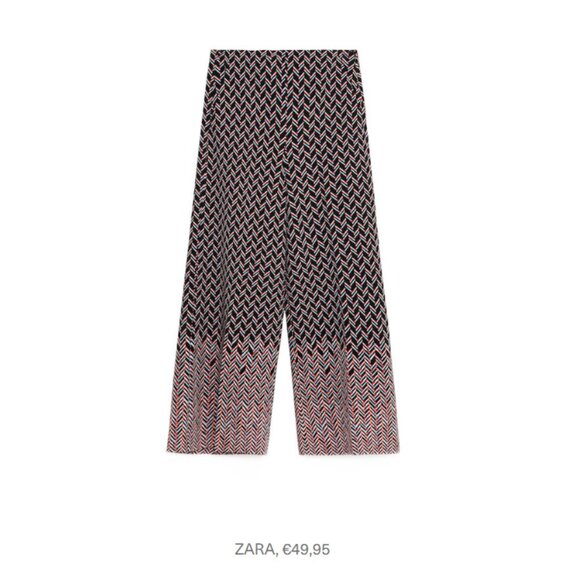 Zara Woman Wideg Cropped Pants Small High Rise Waisted Geometric - Picture 2 of 8